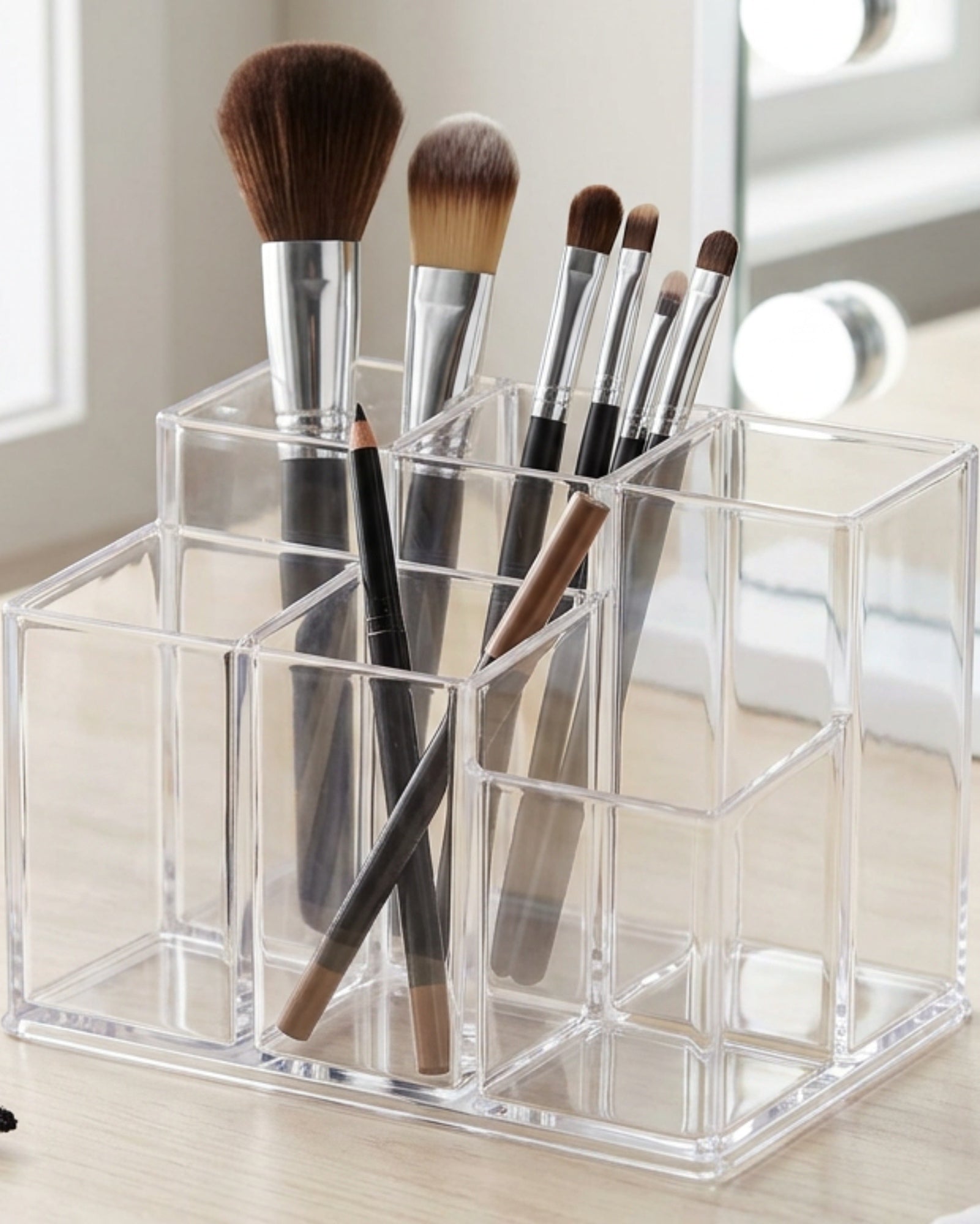 Layeo Clear Acrylic Brush Cup Organizer 5 Section