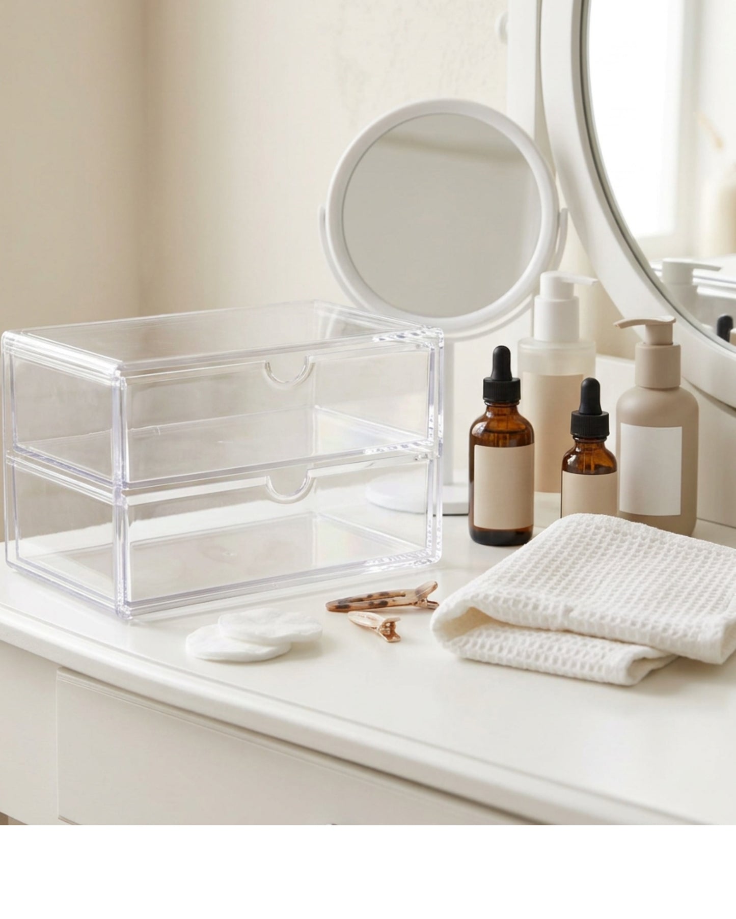 Layeo Clear Acrylic Makeup Drawer Organizer 2 Tier