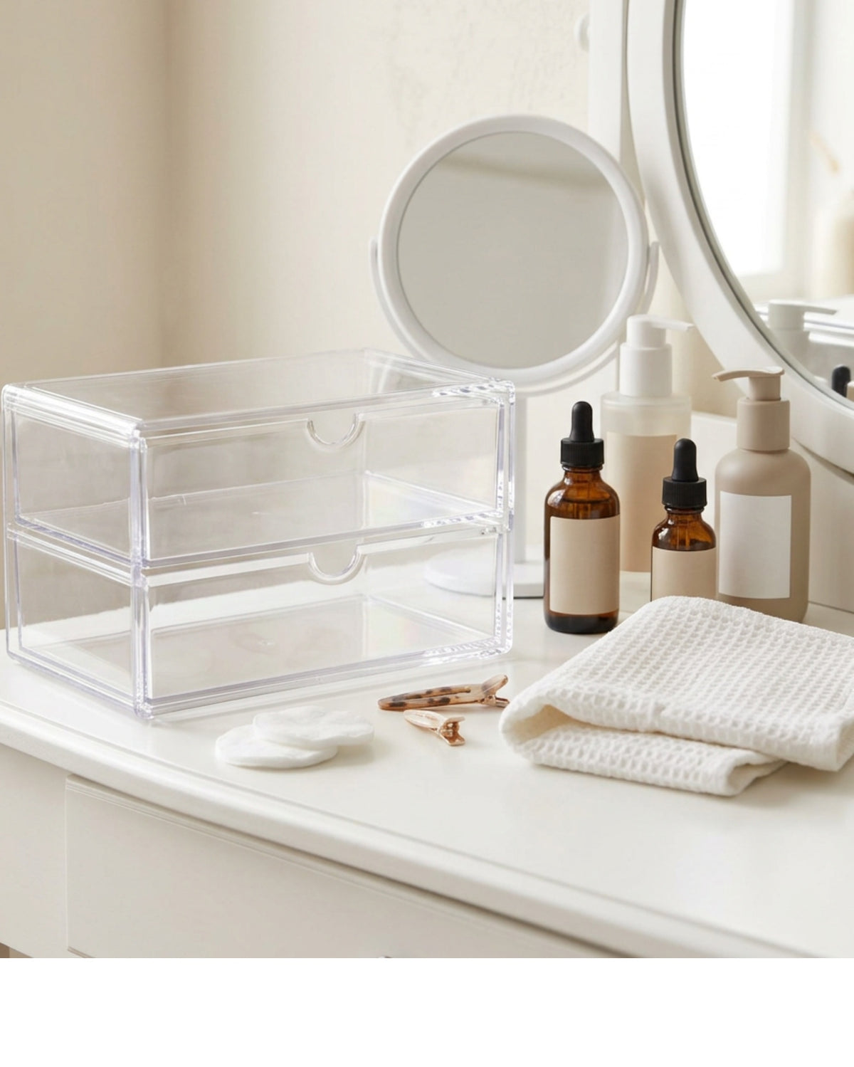 Layeo Clear Acrylic Makeup Drawer Organizer 2 Tier
